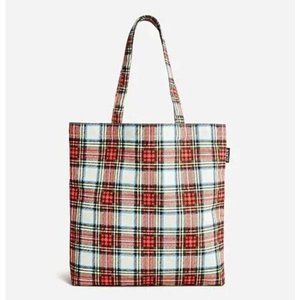 J Crew Printed 365 Tote Bag Shopper Tartan Plaid
